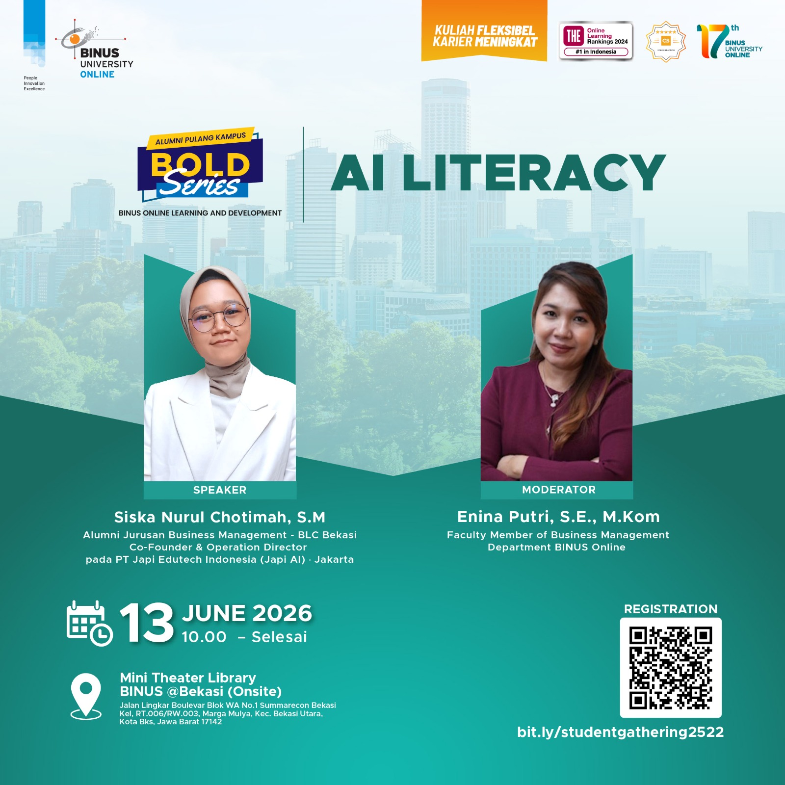 BINUS Online BOLD Series AI Literacy session